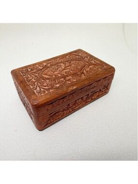 Vintage India Carved Wooden Box
